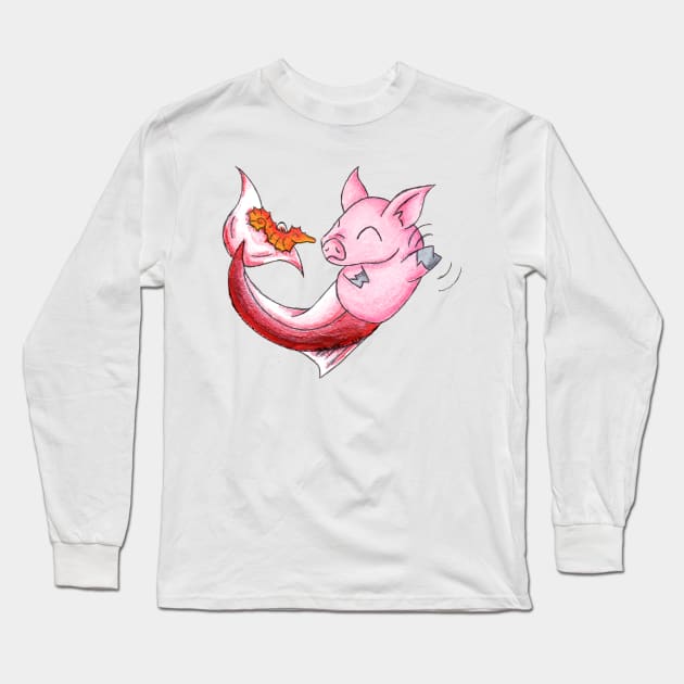 Piggy of the Sea Long Sleeve T-Shirt by KristenOKeefeArt